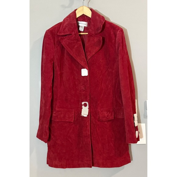 Newport News Jackets & Blazers - Newport News Red Suede Leather Blazer Jacket Women Size 10